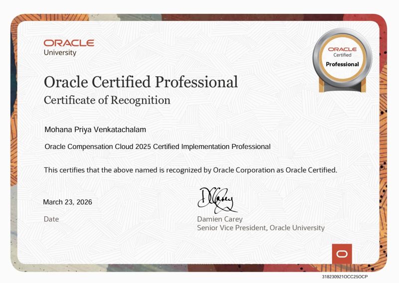 Oracle Cloud Compensation Certification –&nbsp;Professional